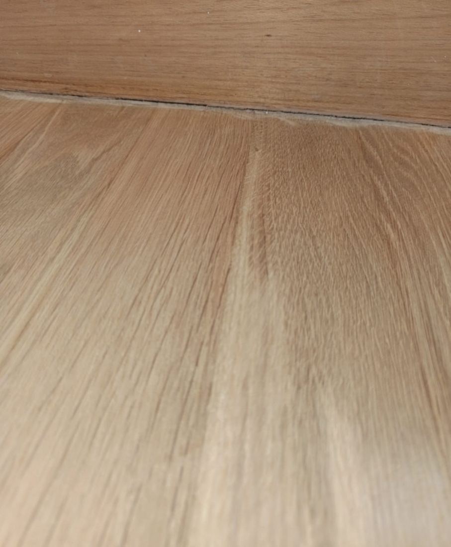 Close-up of freshly sanded oak parquet