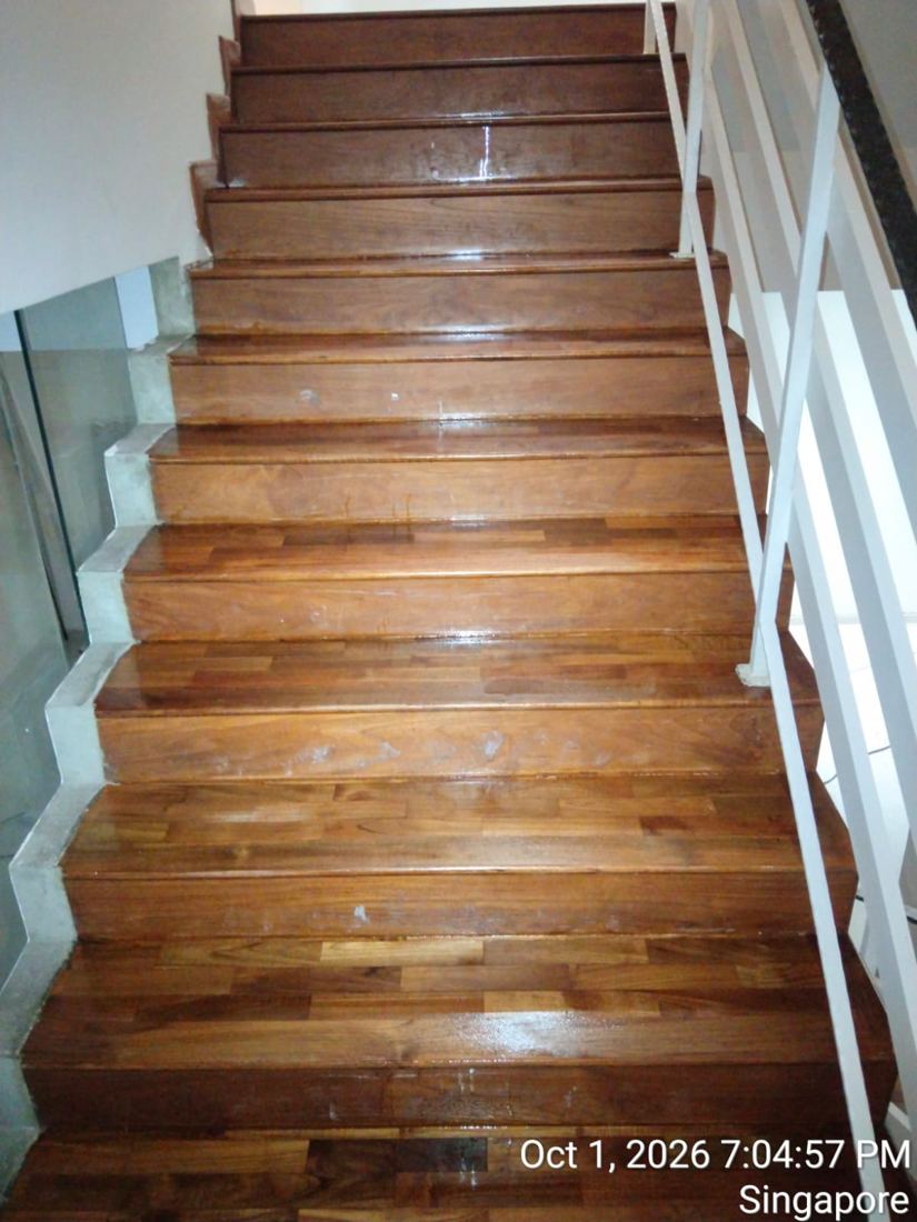 Timber staircase after varnishing